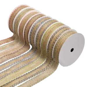 0.8 Inch Wide Natural Jute Ribbon Burlap Colorful 100% Polyester Yarn for Party Decoration and DIY Crafts Single Face Style