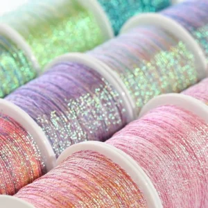 0.8mm Metallic Gold Silver Yarn Thread Shiny Braided Nylon String Rope Beaded Weaving Jade Line for DIY Cross Sewing Embroidery