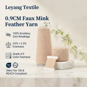 0.9CM Faux Mink Feather Dyed Z Twist Eyelash Yarn 100% Nylon Leyang Soft Fluffy Non shedding Excellent Uniformity Medium High