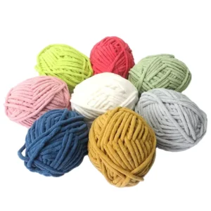 1 0.5Nm 100% Polyester Solid Color Mixed with Lurex Chenille Chunky Yarn for Hand Weaving
