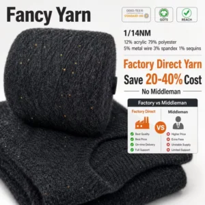 1/14NM Brushed Fancy Yarn 12% Acrylic 79% Polyester 5% Lurex 3% Spandex 1% Sequin Blended Yarn For Knit Sweater Garn Hilo Filati