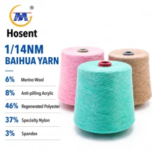 1 14NM Merino Wool Blend Yarn Anti Pilling Recycled Polyester Nylon Spandex Knitting Yarn for Sweater Knitwear