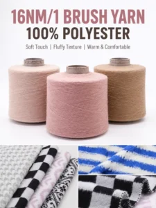 1 16NM 100% Polyester Dyed Faux Mink Brush Yarn Soft Fluffy Fancy for Sweater Knitting and Textile Weaving