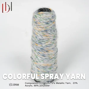 1 2.8NM 3% Wool 6% Metallic Yarn 23% Acrylic 68% Polyester Dyed Double Twist Scarves Hats Sweaters Clothing Weaving Fancy Yarn