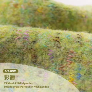 1/6.8NM 5%Wool 50%Recycle Polyester 41%Polyester 4%Spandex Factory Supplies Various Blended Yarns and Fancy Yarns in Stock