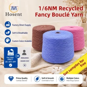 1/6NM Recycled Fancy Bouclé Yarn Soft Breathable for Knitwear Sweater Factory Direct Custom Color Free Sample