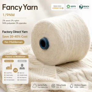 1/9NM Faux Alpaca Long Hair Fancy Yarn Poly Wool Mix Spandex Elastic Fluffy Yarn For Knitting Sweater Cardigan Coat