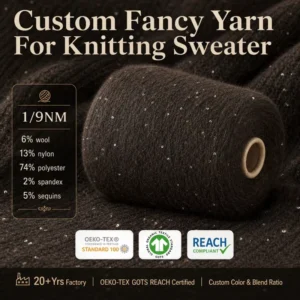1 9NM Sequin Long Hair Fancy Yarn Alpaca Look Soft Fluffy Variegated Sparkly Hilo Garen Filati Benang Para Tejer