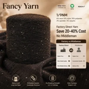 1/9NM Sequin Long Hair Yarn Fluffy Alpaca Style Shiny Fancy Blended Hilo Filati Garen For Festival Party Sweater Knitting Yarn