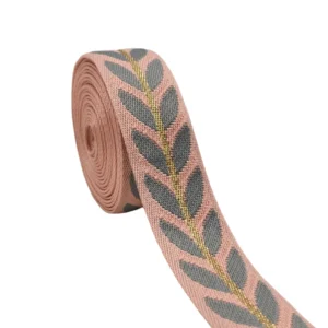 1.5″ 38mm Mimosa Flower Pattern Polyester Webbing 1.9mm Thick Gold Silver Metallic Ribbon Spring