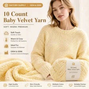 10 Count Baby Velvet Yarn Soft Fluffy Warm Fancy Knitting Yarn for Sweater Cardigan Scarf Blanket Baby Textile OEM ODM