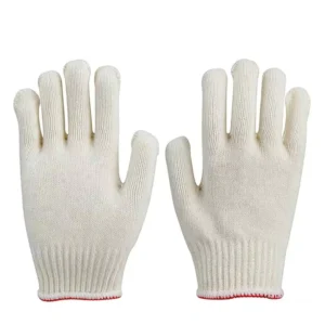 10 Gauge Bleached White Polyester Cotton Knitted Work Gloves Hard-Wearing Hand Safety Gloves