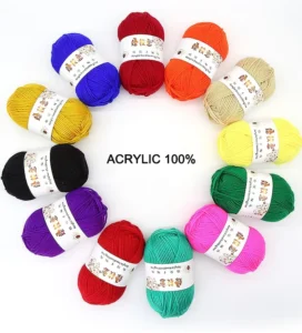 100% Acrylic Fiber Yarn 50g Ball Soft Durable for Hand Knitting Crochet High Twist Dyed Patterns DIY Crafts AC 01