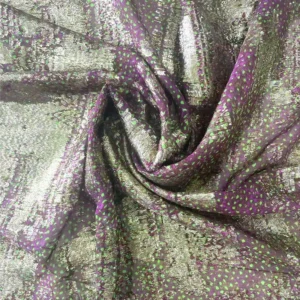 100% Breathable Silk Woven Fabric with Gold Digital Print Jacquard Custom Multi Color Yarn Blending for Wedding and Party Dress