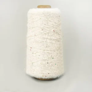 100% Cashmere Yarn+Lurex Sequin Bean 2/26NM Ready Made Custom Fancy Yarn for Luxury Fabric