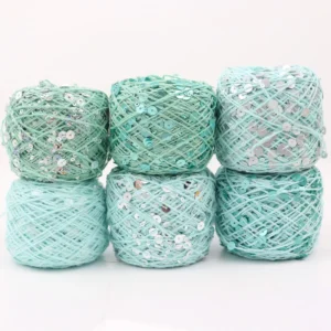 100% Cotton 50g 140m Bead Blended Yarn 3mm+6mm Combed Crochet Sequin Hand Knitted Fancy Yarn for Weaving Embroidery Recycled
