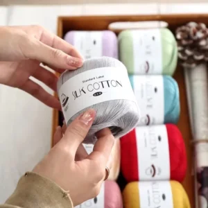 100% Cotton 6# Lace Handmade DIY Knitted Silk Spring Summer Pure Cotton Yarn with Hook for Embroidery Weaving