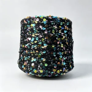 100% Cotton Fancy Yarn 3MM+6MM Sequin Yarn with Long Spacing Dyed Pattern for Hand Knitting and Crochet