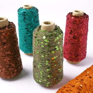100% Cotton Paillatte Sequin Yarn 3MM+6MM Bead Pieces Dyed Pattern for Hand Knitting