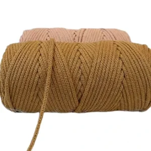 100% Cotton Round Strand Rope 4mm Woven Hat Yarn Hand Knitting Fancy Yarn Dyed Pattern Hollow Recycled 4Mm Cotton Yarn