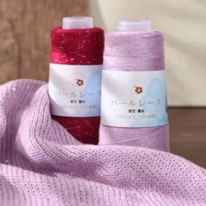 100% Cotton Shiny Lace Yarn 26S 50g Ring Spun Fancy Crochet Knitting Yarn for Shawl Scarf Weaving DIY Ready to Ship