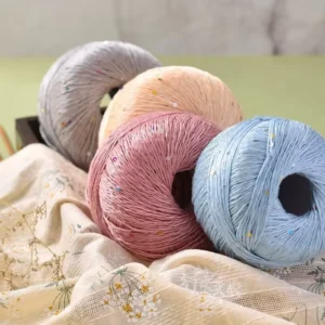 100% Cotton Yarn Sequin Lace 100g OE Spun Anti-Pilling Soft Dyed Crochet Knitting Yarn for Shawl Scarf Hat DIY Ready to Ship