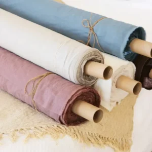 100% Flax French Rain Dew Retting Organic Pure Linen Dyed Plain Woven Fabric Super Wide 290CM for Girls Bedding Home Textile