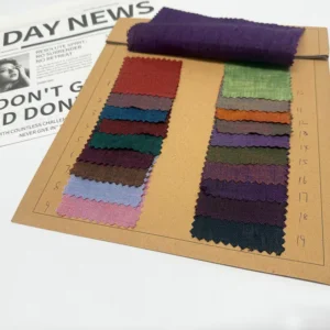 100% Linen Yarn Dyed Fabric with Vintage Mottled Color Effect Linen Fabric for Shirts Dresses Apparel Garments