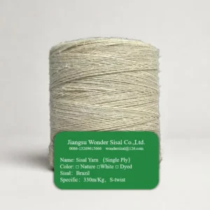 100% Natural Sisal Fiber Yarn Single Ply S Twist Thread Unoiled Clipped Spun Type for Rope Making and Hand Knitting
