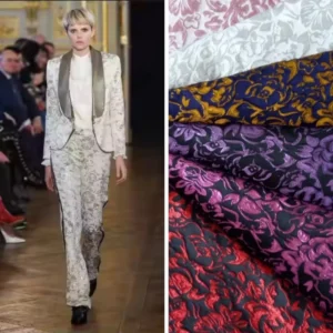 100% Polyester 157gsm Western Fancy Brocade Fabric Latest Design Textiles for Lady Dress