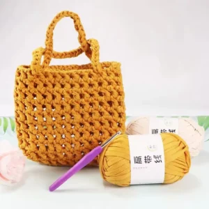 100% Polyester Combed Dyed Fancy Hand Knitting Yarn Import Crochet Tape Yarn for Shoes Bags Sewing Embroidery
