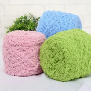 100% Polyester Crochet Coral Fleece Yarn Super Soft High Tenacity with Dyed Pattern for Knitting and Sewing Weaving
