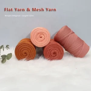 100% Polyester DIY Hand Knitted Bag Flat Strap with Flat Yarn and Hollow Yarn Flat Netting Dye Styled Fancy Yarn