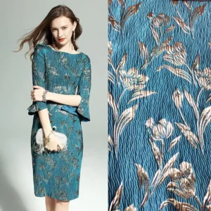 100% Polyester Dobby Jacquard Women Dresses Fabric Customized Color and Design for Garments