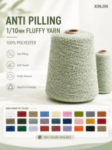 100% Polyester Dyed Fluffy Fancy Yarn 10NM Anti Pilling Eco Friendly for Sweater Scarf Hat and Winter Knitwear Production