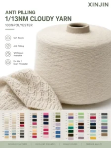 100% Polyester Eco-Friendly Dyed Cloudy Yarn 13NM Anti-Pilling Fluffy Fancy Yarn for Sweater Scarf Winter Knitwear Production