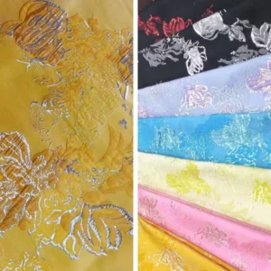 100% Polyester Jacquard Fabric 178gsm Metallic for Fashion Dresses Bright Tarpaulin Clothing Woven Textile Superior