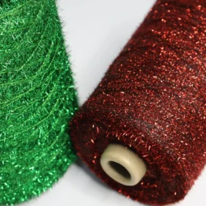 100% Polyester Metallic Gold Dyed Feather Yarn Eco Friendly High Tenacity for Knitting Shiny Yarn