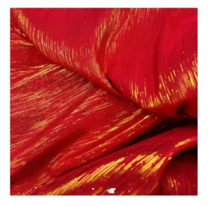 100% Polyester Red Gold Metallic Yarn Woven Twill Poly Faille Fabric for Dresses Weddings Home Textiles Curtains Garment