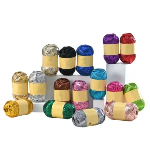 100% Polyester Shiny Metallic Yarn 44 Colors Anti Pilling Soft Texturized for DIY Hand Knitting T shirts Bags