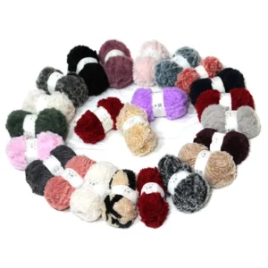 100% Polyester Super Soft Fluffy Feather Faux Fur Fancy Yarn for Hand Stick Needle Knitting Crochet Hat Scarf and Sweater