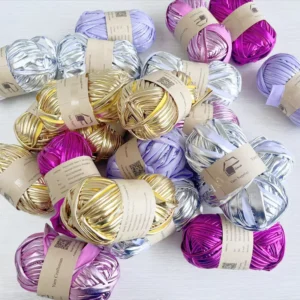 100% Polyester Yarn Faux Leather Magic Metallic Color Hand Woven Crochet T Shirt Yarn for Knitting 100g Ball
