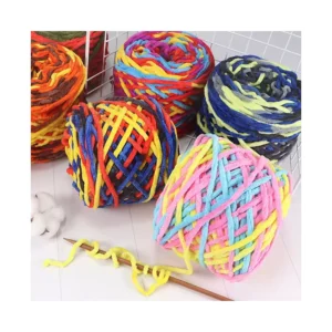 100% Polyester Yarn Soft Comfortable Fancy Style High Strength Dyed Pattern Recycled for Handmade Knitting Weaving