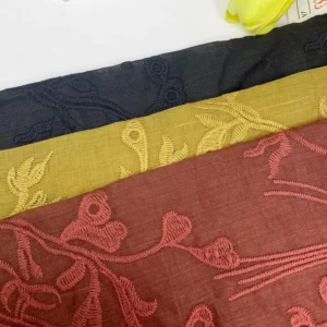 100% Ramie Printed Embroidery Fabric Custom Made Woven Style for Women’s Fabrics Skirt Plain Girls Boys