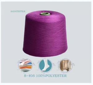 100% polyester yarn 21s 32s ring spun eco friendly recyclable raw dyed socks knitting sewing weaving embroidery