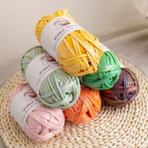 100G Packing Rainbow DIY Knitting Bags Material Kit Weaving Thread Elastic Laser Hand Crochet Yarn Fancy Fabric Strip Yarn