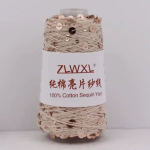 100g 300m Fancy 5ply 100% Cotton Yarn 3mm+6mm Transparent Sequins for Hand Knitting Weaving Embroidery