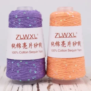 100g 800m Fancy 3ply 100% Cotton Yarn With 3mm Transparent Sequins for Hand Knitting