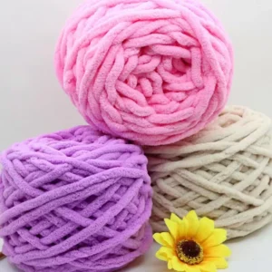 100g Chunky Crochet 1 Ply Fluffy Arm Knitting Woven Blanket Core Strip Line Ice Yarn