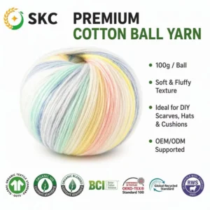 100g Cotton Ball Yarn Soft Fluffy Hand Knitting Yarn for DIY Scarves Hats Cushions OEM/ODM Supported